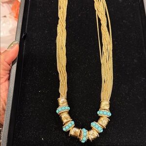 Tre Vero Gold and Turquoise Statement Necklace